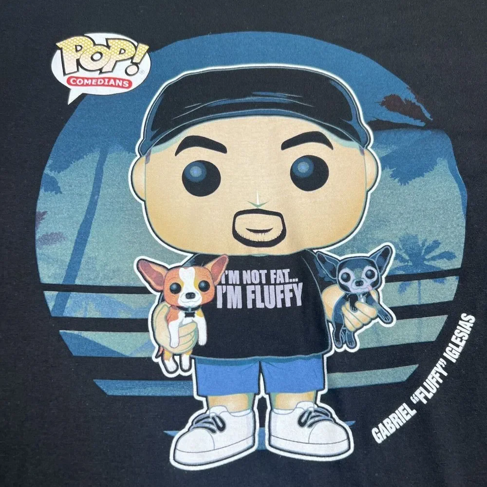 Gabriel Iglesias I'm Not Fat I'm Fluffy Funko Pop Graphic‎ Black T-Shirt Size Lg